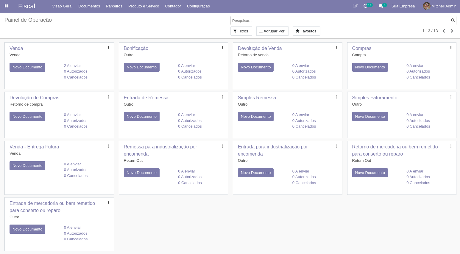 Módulo Fiscal do Sistema Odoo