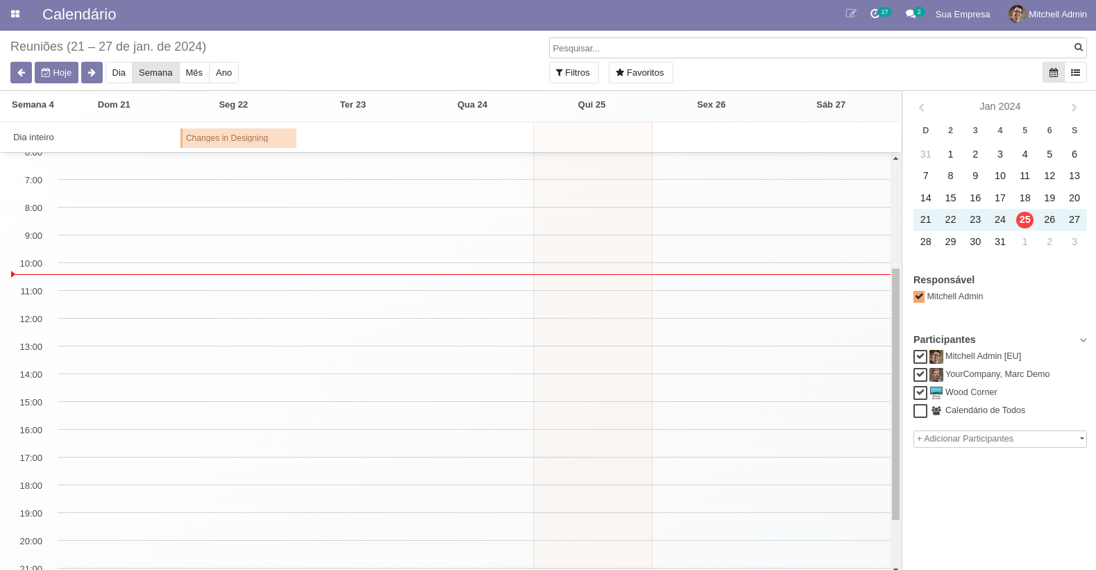 Calendário Integrado do Odoo